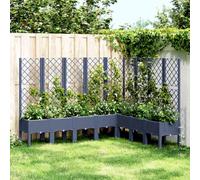 QJBSAVVA Jardinière avec treillis gris bleu-gris 200 x 160 x 142 cm Jardinière surélevée en polypropylène pour jardin et terrasse avec treillis pratique et aspect rotin