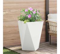 QJBSAVVA Jardinière blanche - 50 x 50 x 75 cm - En acier - Design moderne - Robuste et durable - Pour jardin, terrasse et balcon