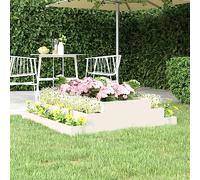 QJBSAVVA Jardinière en pin massif - Blanc - 110 x 110 x 27 cm - Jardinière surélevée avec marches d'escalier design robuste et décorative pour jardin, balcon et terrasse