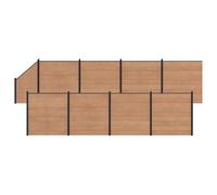 QJBSAVVA Kit complet de clôture brise-vue WPC - 9 panneaux avec 10 poteaux - Protection contre le vent et les regards indiscrets - Pour jardin et terrasse - Panneaux de clôture WPC et aluminium - 1484