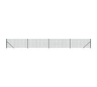 QJBSAVVA Kit complet de clôture grillagé avec bride de sol 1,1 x 10 m, clôture de jardin en acier galvanisé avec revêtement en PVC, mailles 100 x 100 mm, vert, pour jardin et enclos pour animaux