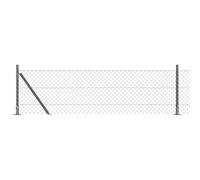 QJBSAVVA Kit de Clôture de Jardin avec 5 Poteaux en Acier et PVC Gris 25 x 0,6 m Maille 40x40 mm Rouleau de Grillage Métallique pour Délimitation Extérieure et Terrasse