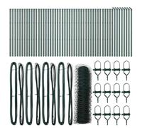 QJBSAVVA Kit de Clôture de Jardin avec 52 Poteaux de Support 100 x 0,5 m, Grillage Extérieur en Acier et PVC Vert, Barrière de Délimitation pour Pelouse Terrasse et Cour