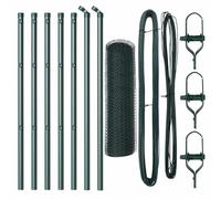 QJBSAVVA Kit de Clôture de Jardin avec 7 Poteaux en Acier et PVC, Barrière de Sécurité et Délimitation Extérieure pour Terrasse, Pelouse et Potager, 1000 x 3,2 x 50 cm, Vert