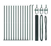 QJBSAVVA Kit de Clôture de Jardin en Acier Vert avec 11 Poteaux et Maille, Grillage de Sécurité pour Extérieur et Animaux de Compagnie, Dimensions 2500 x 3,2 x 100 cm