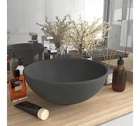 QJBSAVVA Lavabo rond, gris foncé, mat, 32,5 x 14 cm, en céramique, design moderne, pour salle de bain, salle de maquillage et cuisine