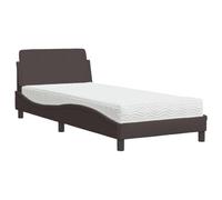 QJBSAVVA Lit 1 Place avec Matelas Dover 80x200 cm en Tissu Marron Foncé