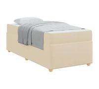 QJBSAVVA Lit 1 Place avec Matelas Ressorts 100x200 Tissu Crème | Lit complet avec sommier à lattes et matelas mi-ferme pour chambre d'adulte, chambre d'ami ou studio moderne.