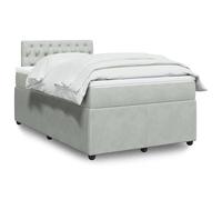 QJBSAVVA Lit 120x190 cm Gris Clair Velours, sommier + Ressorts ensachés, Bois, LED, surmatelas déhoussable, Chambre ado/Adulte