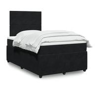 QJBSAVVA Lit 120x200 cm avec sommier à Lattes et Matelas Ressorts ensachés, tête de lit réglable, Velours Noir, Design Moderne, pour Chambre Adulte ou ado