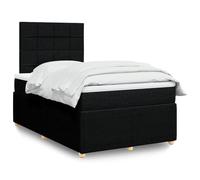 QJBSAVVA Lit 120x200 cm Noir avec Matelas Ressorts, LED, tête réglable, surmatelas, Bois/Polyester