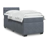 QJBSAVVA Lit 90x200 avec sommier, Matelas Ressorts + surmatelas, tête capitonnée Grise LED, Design Moderne