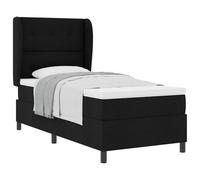 QJBSAVVA Lit à Ressorts 90x190 cm avec Matelas et Surmatelas Noir | Cadre de lit complet avec tête de lit à oreilles réglable pour optimiser le confort de votre chambre moderne.
