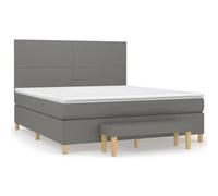 QJBSAVVA Lit à Sommier 160x200 avec Matelas et Banc Bout de Lit Gris