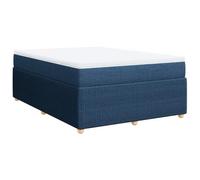 QJBSAVVA Lit à Sommier avec Matelas et Surmatelas Bleu 160x200 cm | Ensemble complet de lit double pour chambre avec sommier à lattes, matelas fermeté moyenne et surmatelas lavable.