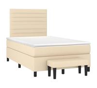 QJBSAVVA Lit à Sommier Complet 120x190 cm avec Matelas et Banc Crème