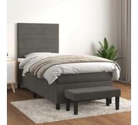QJBSAVVA Lit à sommier tapissier 100 x 200 cm en velours gris foncé avec matelas et banc, tête de lit réglable en hauteur, canapé-lit, pour chambre d'amis, chambre d'adolescent