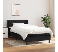 QJBSAVVA Lit à sommier tapissier 100 x 200 cm noir avec matelas et surmatelas - Structure en bois de mélèze massif - Tête de lit réglable en hauteur - Design moderne pour chambre simple, chambre