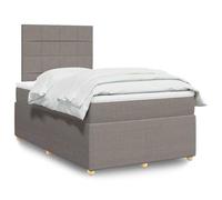 QJBSAVVA Lit à sommier tapissier, 120 x 190 cm, taupe, avec matelas à ressorts ensachés, éclairage LED, tête de lit réglable en hauteur, design moderne, pour chambre à coucher, chambre d'adolescent