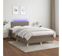 QJBSAVVA Lit à sommier tapissier, 120 x 200 cm, avec LED, lit simple, en tissu respirant, matelas à ressorts ensachés, tête de lit, réglable en hauteur, pour chambre d'adolescent ou chambre d'amis