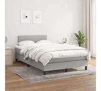 QJBSAVVA Lit à sommier tapissier 120 x 200 cm gris clair avec matelas et surmatelas - Tête de lit réglable en hauteur - Ressorts ensachés - Design moderne pour chambre à coucher, chambre d'amis