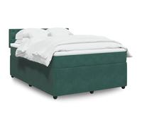 QJBSAVVA Lit à sommier tapissier 160 x 200 cm en velours vert foncé avec LED et matelas double moderne pour chambre à coucher, chambre d'hôtes, chambre d'adolescent
