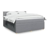 QJBSAVVA Lit à sommier tapissier, 180 x 200 cm, gris clair, avec matelas à ressorts ensachés et surmatelas, lit rembourré moderne, pour chambre à coucher et chambre d'adolescent