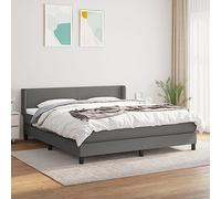 QJBSAVVA Lit à sommier tapissier 180 x 200 cm, gris foncé, matelas à ressorts ensachés, tête de lit réglable en hauteur, canapé-lit moderne, kit complet, pour chambre à coucher et chambre d'amis