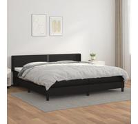 QJBSAVVA Lit à sommier tapissier 200 x 200 cm en cuir synthétique noir avec tête de lit réglable, kit complet, matelas + surmatelas, moderne et durable, pour chambre à coucher, chambre d'adolescent