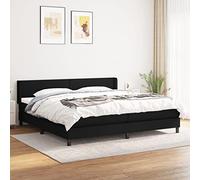 QJBSAVVA Lit à sommier tapissier 200 x 200 cm noir avec matelas à ressorts ensachés et surmatelas - Design moderne - Dossier haut réglable en hauteur - Pour chambre à coucher, chambre d'adolescent