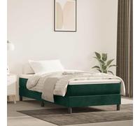 QJBSAVVA Lit à sommier tapissier 80 x 200 cm, lit simple, en velours, vert foncé, avec matelas et surmatelas, soutien moyennement dur, design moderne, chambre d'adolescent, chambre d'amis, chambre à