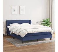 QJBSAVVA Lit à sommier tapissier avec matelas - Bleu - 140 x 190 cm - Tissu - Design moderne - Tête de lit réglable en hauteur - Soutien mi-dur pour chambre à coucher, chambre d'amis, chambre