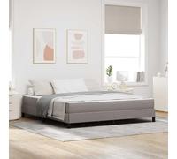 QJBSAVVA Lit à sommier tapissier avec matelas taupe, 180 x 200 cm, cadre en tissu dérivé du bois, design moderne, robuste et durable, pour chambre à coucher et chambre d'amis