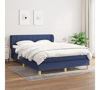 QJBSAVVA Lit à sommier tapissier, bleu, 140 x 200 cm, kit complet, avec matelas à ressorts ensachés et surmatelas, tête de lit réglable en hauteur, design moderne, pour chambre d'adolescent, chambre