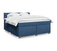 QJBSAVVA Lit à sommier tapissier, bleu, 180 x 200 cm, avec matelas à ressorts ensachés et surmatelas, design moderne, polyester robuste et bois de pin, kit complet pour chambre à coucher et chambre