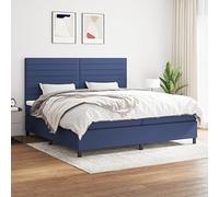 QJBSAVVA Lit à sommier tapissier bleu 200 x 200 cm avec matelas et surmatelas - Tête de lit réglable en hauteur - Ressorts ensachés - Soutien mi-dur - Design moderne pour chambre à coucher, chambre
