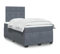 QJBSAVVA Lit à sommier tapissier en velours, 120 x 200 cm, gris foncé, matelas à ressorts ensachés et surmatelas, tête de lit réglable en hauteur, lit simple, pour chambre à coucher, chambre d'amis