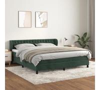 QJBSAVVA Lit à sommier tapissier en velours, 160 x 200 cm, vert foncé, tête de lit réglable, matelas à ressorts ensachés, complet avec matelas et surmatelas, design moderne, pour chambre à coucher