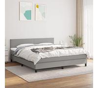 QJBSAVVA Lit à sommier tapissier, gris clair, 180 x 200 cm, avec matelas et surmatelas, lit capitonné, avec tête de lit réglable en hauteur, lit double, en tissu respirant, pour chambre à coucher