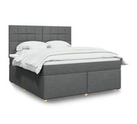 QJBSAVVA Lit à sommier tapissier, gris foncé, 180 x 200 cm, avec matelas à ressorts ensachés et surmatelas, tête de lit réglable en hauteur, lit double moderne, pour chambre à coucher