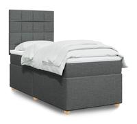QJBSAVVA Lit à sommier tapissier gris foncé 80 x 200 cm avec tête de lit LED réglable en hauteur, lit simple, matelas à ressorts ensachés et surmatelas, chambre d'adolescent, design moderne pour