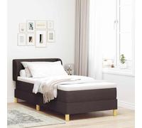 QJBSAVVA Lit à sommier tapissier, marron foncé, 90 x 200 cm, avec matelas et surmatelas, tête de lit réglable en hauteur, lit simple, moderne, housse en tissu, pour chambre d'adolescent, adulte