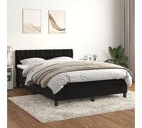 QJBSAVVA Lit à sommier tapissier, noir, 140 x 200 cm, avec matelas en velours, tête de lit réglable, en hauteur, design de luxe, pour chambre à coucher et chambre d'amis