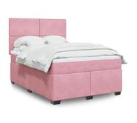 QJBSAVVA Lit à sommier tapissier Rosa-C, 140 x 200 cm, en velours, avec matelas à ressorts ensachés et surmatelas amovible, tête de lit réglable en hauteur 200 x 144 x 150 cm, design moderne pour