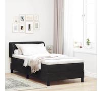 QJBSAVVA Lit à sommier tapissier simple, 80 x 200 cm, en velours noir, tête de lit réglable, avec sommier à lattes, matelas et surmatelas, design moderne, pour chambre d'adolescent et chambre d'amis
