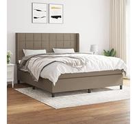 QJBSAVVA Lit à sommier tapissier taupe, 160 x 200 cm, kit complet, avec matelas et surmatelas, tête de lit réglable en hauteur, lit double, moderne, pour chambre d'adolescent et chambre d'amis