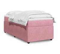 QJBSAVVA Lit ado 80x200 cm Velours Rose, Cadre Bois, Matelas Ressorts, surmatelas 5 cm Amovible, Design Stable