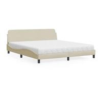 QJBSAVVA Lit Adulte 180x200 cm Dover crème avec Matelas H2/H3, Cadre Tissu Polyester Robuste, Design ondulé Moderne, sommier Lattes contreplaqué, lit Deux Places pour Chambre Moderne