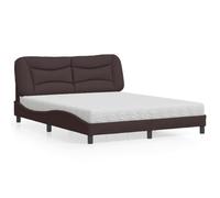 QJBSAVVA Lit avec matelas Hvar marron foncé, 160 x 200 cm, tête de lit en tissu, design ondulé, H2/H3, matelas d'appoint ou lit double, pour chambre à coucher