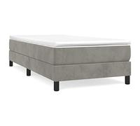 QJBSAVVA Lit avec Matelas Ressorts et Surmatelas Velours Gris 90x190 cm | Ensemble lit une place pour chambre à coucher avec sommier en contreplaqué et mousse pour un soutien dorsal optimal.